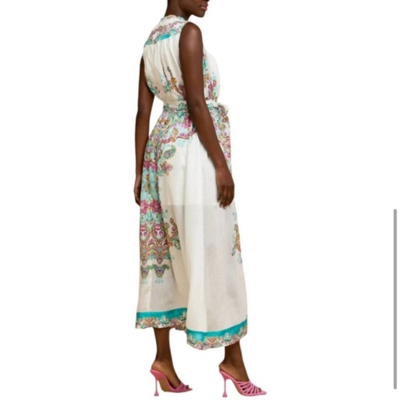 Ciebon Aloia soft tencel midi dress in pastel watercolor paisley print. XS - Picture 3 of 12